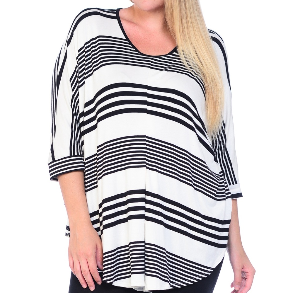STRIPE SCOOP NECK TOP - PLUS